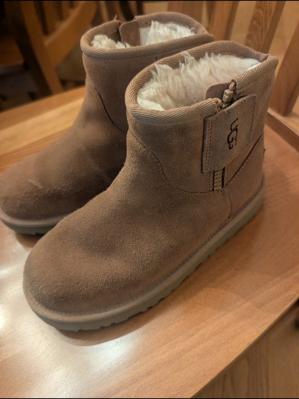 UGG Kids Brown Shearling-Lined Suede Boots